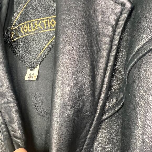 PC Collection Jacket Womens M Black Leather Bomber Moto Biker Rider - Picture 3 of 16